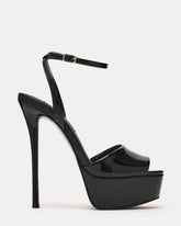 JEZZICA Black Patent Platform Stiletto Ankle Strap Women's Heel | Steve Madden Sale