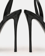 JEZZICA Black Patent Platform Stiletto Ankle Strap Women's Heel | Steve Madden Sale