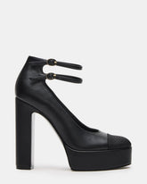 PEYTON Black Leather Block Heel Platform Women's Heel | Steve Madden for Sale