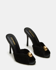 PRIYA Black/Gold Mule Women's Heel | Steve Madden US