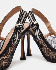 BRI Black Lace Slingback Pump Women's Heel | Steve Madden outlet