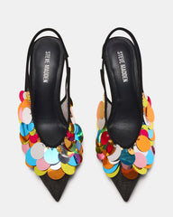 AVID Black Sequin Mesh Slingback Pointed Toe Pump Women's Heel | Steve Madden outlet
