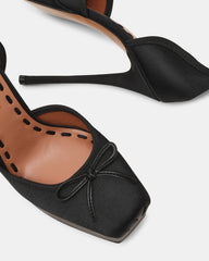 LISTEN Black Satin Stiletto Pump Lace-Up Women's Heel | Steve Madden Sale