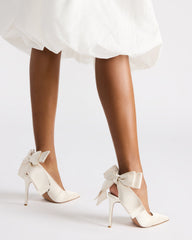 TEACUP Ivory Satin Women's Pointed-Toe Slingback Heel | Steve Madden discount