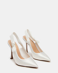 BRI White Satin Slingback Pump Women's Heel | Steve Madden Sale