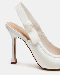BRI White Satin Slingback Pump Women's Heel | Steve Madden Sale