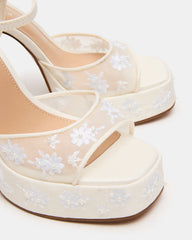 LIANDRA Embellished White Mesh Platform Square-Toe Strappy Women's Heel | Steve Madden for Sale