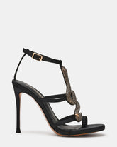 PYTHON Black Rhinestone Snake Stiletto Strappy Women's Heel | Steve Madden US