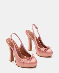 SOFIE Blush Satin Bow Slingback Platform Women's Heel | Steve Madden on Sale