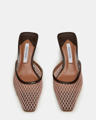 ALYSE Mocha Mesh Square-Toe Mule Women's Kitten Heel | Steve Madden discount