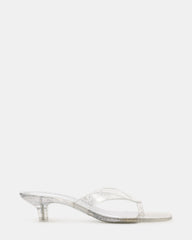 TRACIE Jelly Silver Glitter Thong Strap Women's Kitten Heel | Steve Madden online