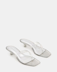 TRACIE Jelly Silver Glitter Thong Strap Women's Kitten Heel | Steve Madden online
