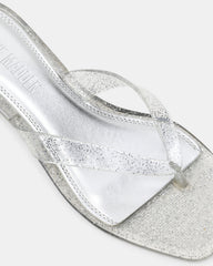TRACIE Jelly Silver Glitter Thong Strap Women's Kitten Heel | Steve Madden online