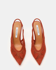 ANDROMEDA Crochet Terracotta Slingback Pointed-Toe Stiletto Pump Women's Heel | Steve Madden outlet