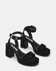 ELIDA Black Suede Ankle Strap Platform Women's Block Heel | Steve Madden discount