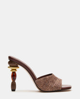SIA Brown Square-Toe Mule Sculptured Beaded Women's Heel | Steve Madden discount