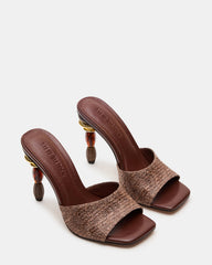 SIA Brown Square-Toe Mule Sculptured Beaded Women's Heel | Steve Madden discount