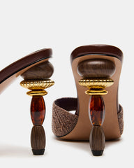 SIA Brown Square-Toe Mule Sculptured Beaded Women's Heel | Steve Madden discount
