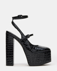 SCOTLYN Black Crocodile Women's Platform Block Heel | Steve Madden for Sale