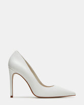 NOIR White Leather Pointed-Toe Stiletto Pump Women's Heels | Steve Madden on Sale