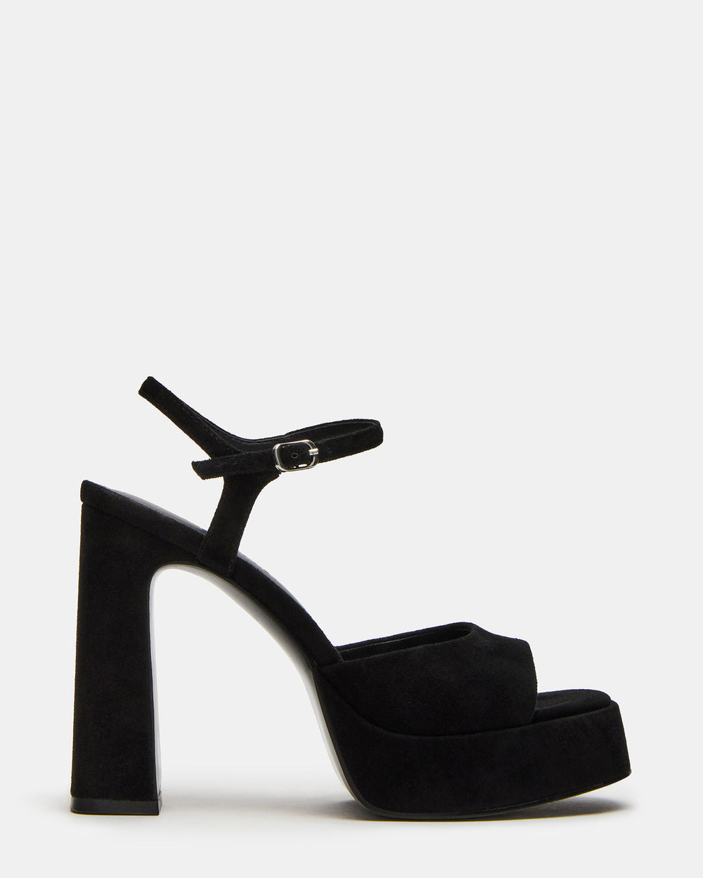 LINADRA Black Suede Women's Platform Square-Toe Strappy Heel | Steve Madden discount