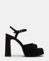 LINADRA Black Suede Women's Platform Square-Toe Strappy Heel | Steve Madden discount