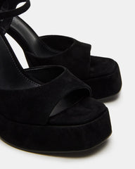 LINADRA Black Suede Women's Platform Square-Toe Strappy Heel | Steve Madden discount