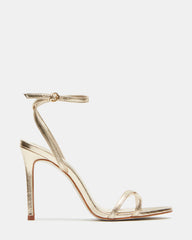 JYPSEY Gold Leather Strappy Stiletto Women's Heel | Steve Madden online
