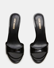 DAVINA Black Patent Rounded Open-Toe Mule Stiletto Women's Heel | Steve Madden outlet