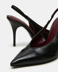 ANDROMEDA Black Leather Slingback Pointed-Toe Stiletto Pump Women's Heel | Steve Madden Sale