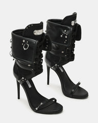 CASELLA Piercing Black Open-Toe Stiletto Lace-Up Women's Heel | Steve Madden online