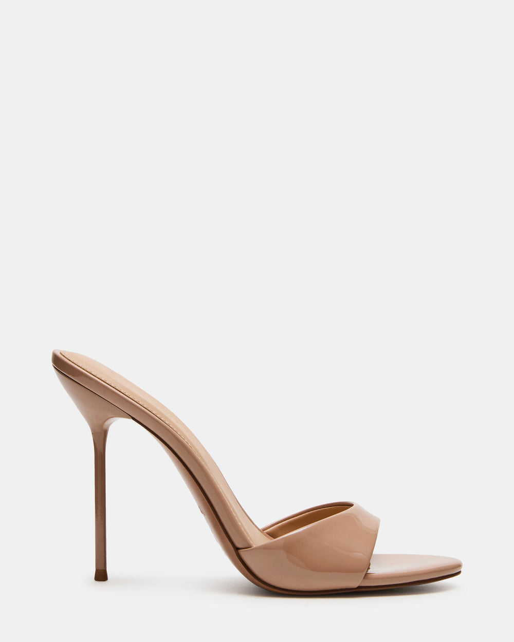 DAVINA Tan Patent Rounded Open-Toe Mule Stiletto Women's Heel | Steve Madden US