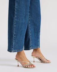 EDNA Champagne Leather Strappy Mule Women's Heel | Steve Madden outlet