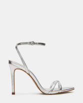 JYPSEY Silver Leather Strappy Stiletto Women's Heel | Steve Madden Sale