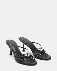 EDNA Black Leather Strappy Mule Women's Heel | Steve Madden US