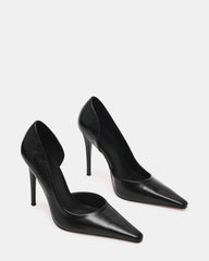 ELEGANT Black Leather Pointed-Toe Stiletto Pump Women's Heel | Steve Madden Sale