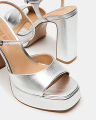 LIANDRA Silver Platform Square-Toe Strappy Women's Heel | Steve Madden for Sale