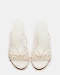 EDNA Pearl White Strappy Mule Women's Heel | Steve Madden US