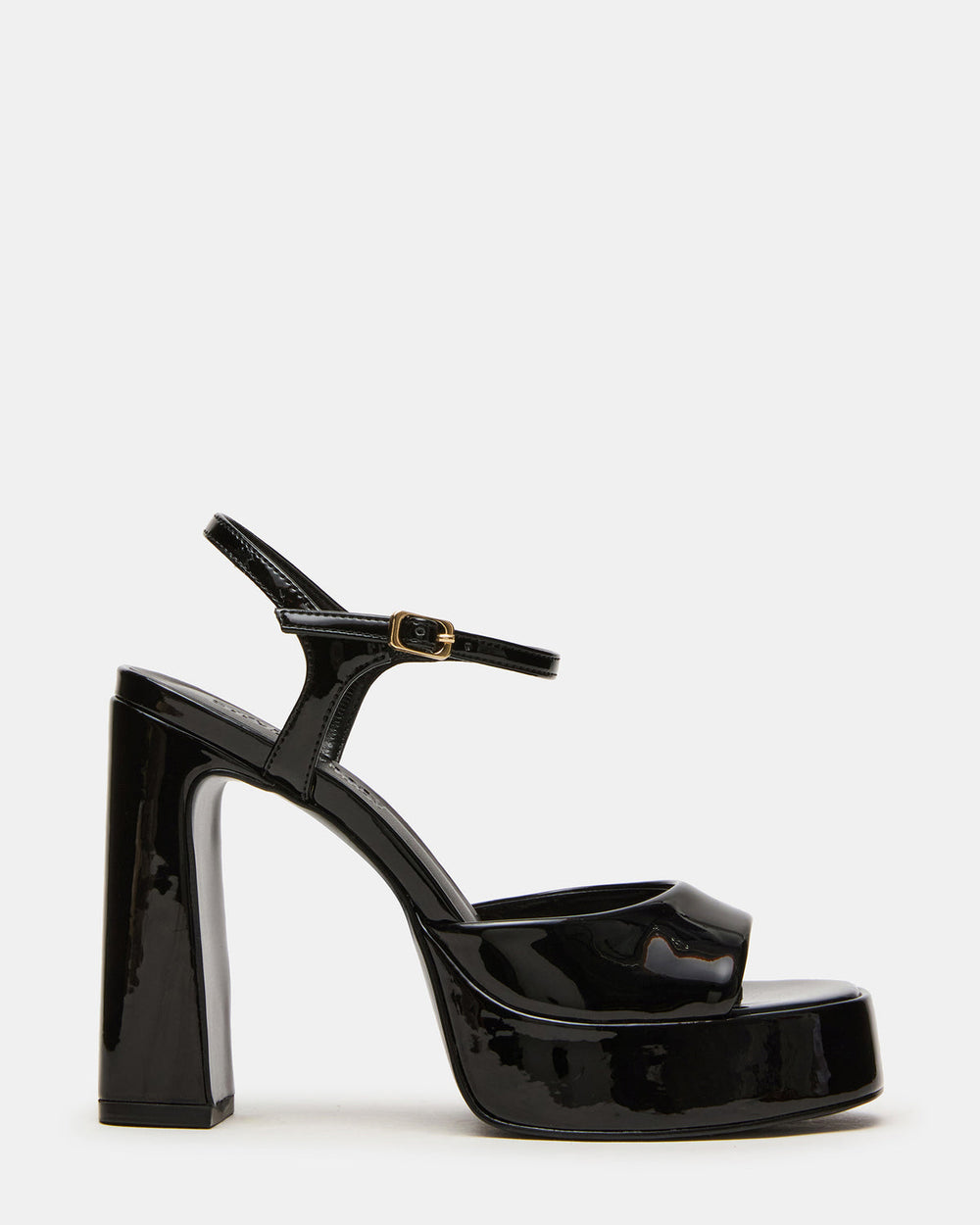 LIANDRA Black Patent Women's Platform Square-Toe Strappy Heel | Steve Madden Sale