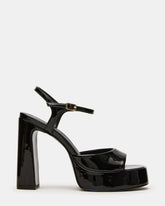 LIANDRA Black Patent Women's Platform Square-Toe Strappy Heel | Steve Madden Sale