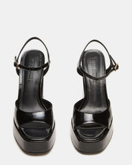 LIANDRA Black Patent Women's Platform Square-Toe Strappy Heel | Steve Madden Sale