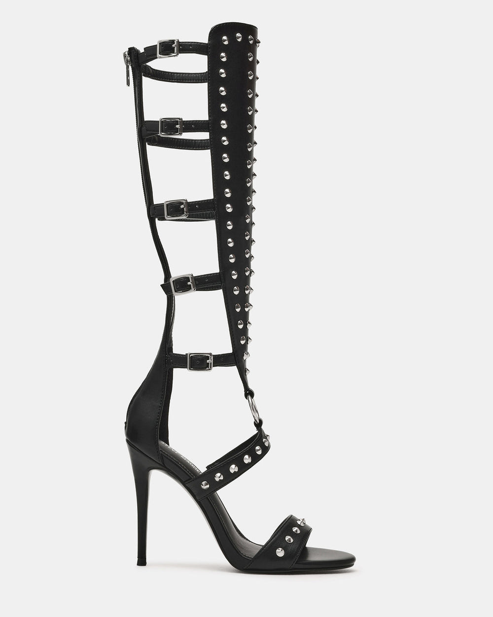 COMPOSURE Black Studs Strappy Stiletto Buckles Women's Heel | Steve Madden Sale