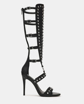 COMPOSURE Black Studs Strappy Stiletto Buckles Women's Heel | Steve Madden Sale