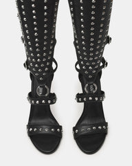 COMPOSURE Black Studs Strappy Stiletto Buckles Women's Heel | Steve Madden Sale