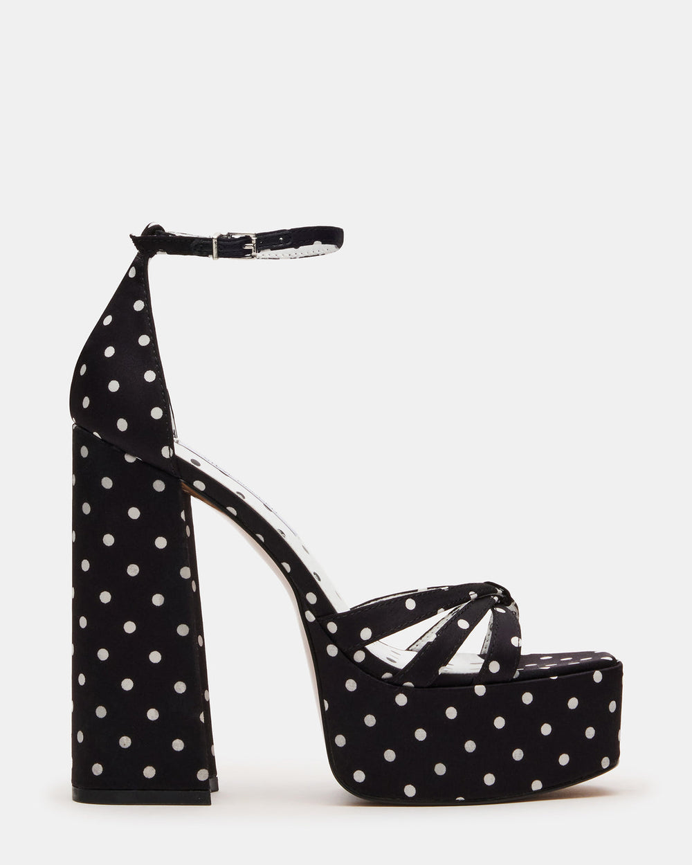 RETRO White/Black Polka Dot Open-Toe Block Heel Platform Women's Heel | Steve Madden for Sale
