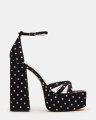 RETRO White/Black Polka Dot Open-Toe Block Heel Platform Women's Heel | Steve Madden for Sale
