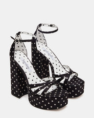 RETRO White/Black Polka Dot Open-Toe Block Heel Platform Women's Heel | Steve Madden for Sale