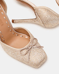 LARINA Champagne Rhinestones Square-Toe Stiletto Lace-Up Women's Heel | Steve Madden US