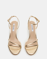 ERAS Gold Leather Stiletto Round-Toe Ankle Strap Women's Heel | Steve Madden for Sale