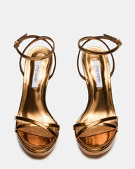 JUNI Bronze Criss Cross Stiletto Ankle Strap Women's Heel | Steve Madden discount
